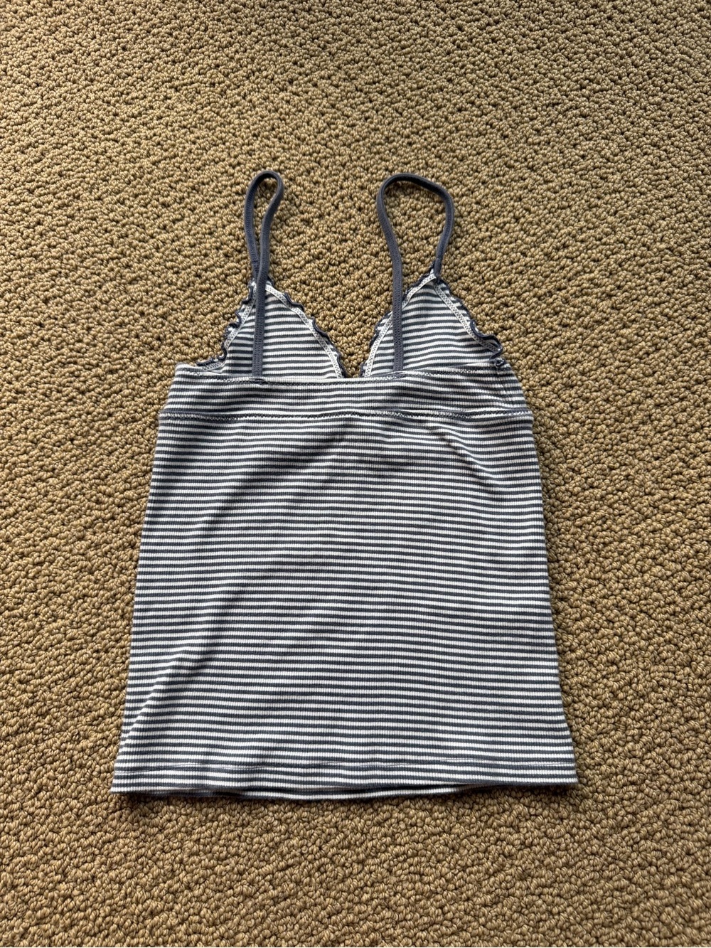 Striped Blue & White Spaghetti Strap Cami Top - Picture 2 of 3